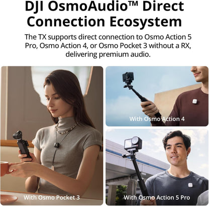 DJI Mic Mini (2 TX + 1 RX), son riche en détails, microphone cravate sans fil pour caméra/Android, vlog à deux, production en équipe