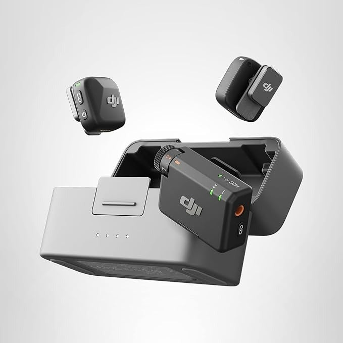 DJI Mic Mini (2 TX + 1 RX), son riche en détails, microphone cravate sans fil pour caméra/Android, vlog à deux, production en équipe