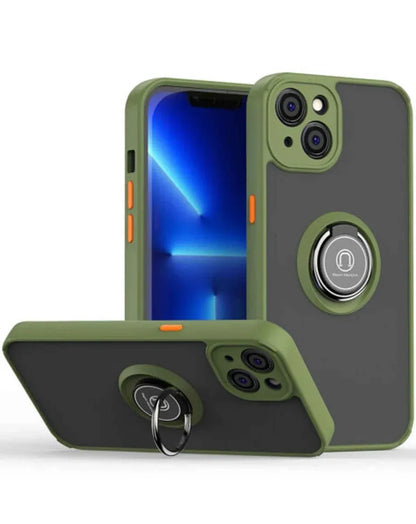 iPhone 14 Plus Hard PC Rear / Soft TPU Colorful Border Case with I - ring Holder