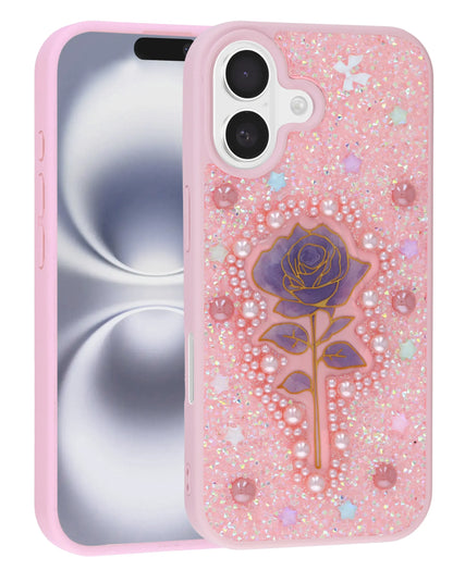 Coque Diamond Rose Crystal - Violet foncé pour iPhone 17