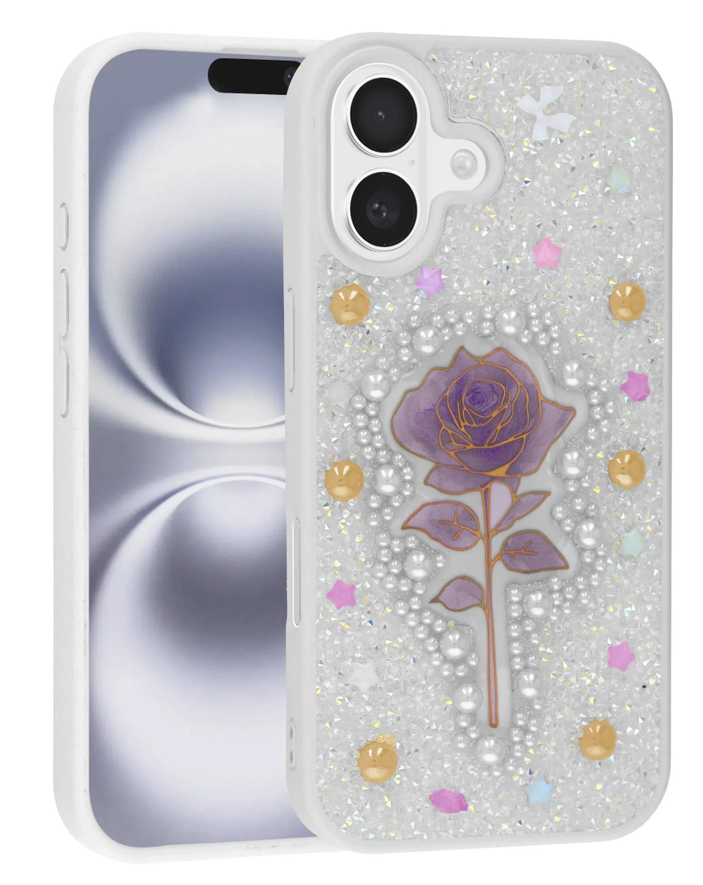 Coque Diamond Rose Crystal - Violet foncé pour iPhone 17