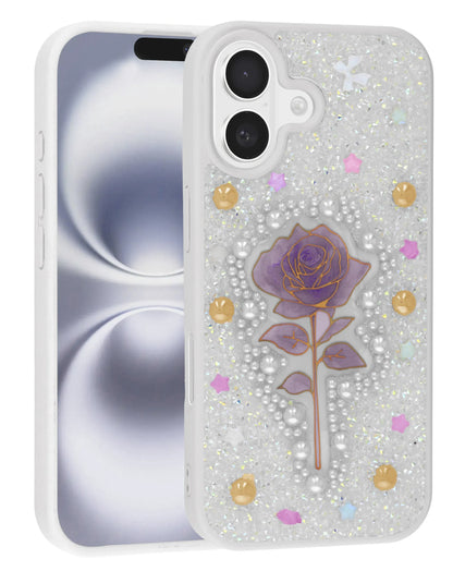 Coque Diamond Rose Crystal - Violet foncé pour iPhone 17