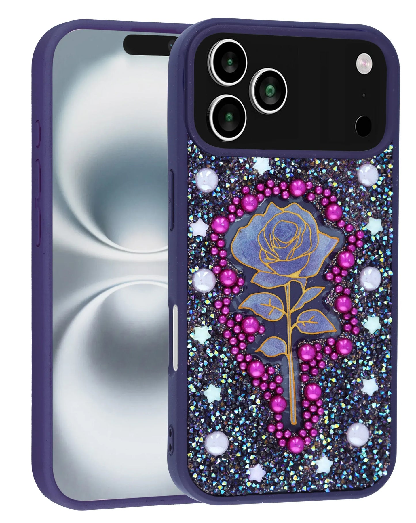 Diamond Rose Crystal Case - DARK PURPLE for iPhone 17 Pro