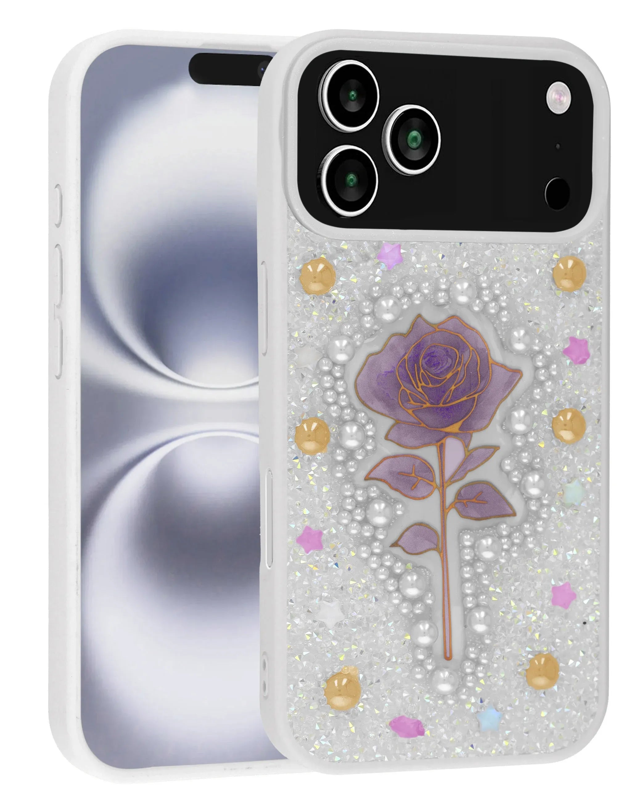 Diamond Rose Crystal Case - WHITE for iPhone 17 Pro