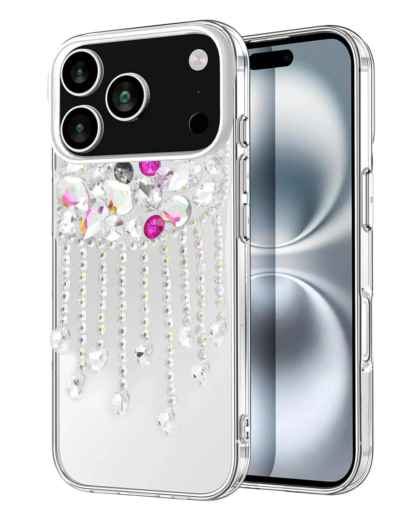 Luxury Diamond Pendant Tassel Crystal Case - SILVER for iPhone 17 Pro Max
