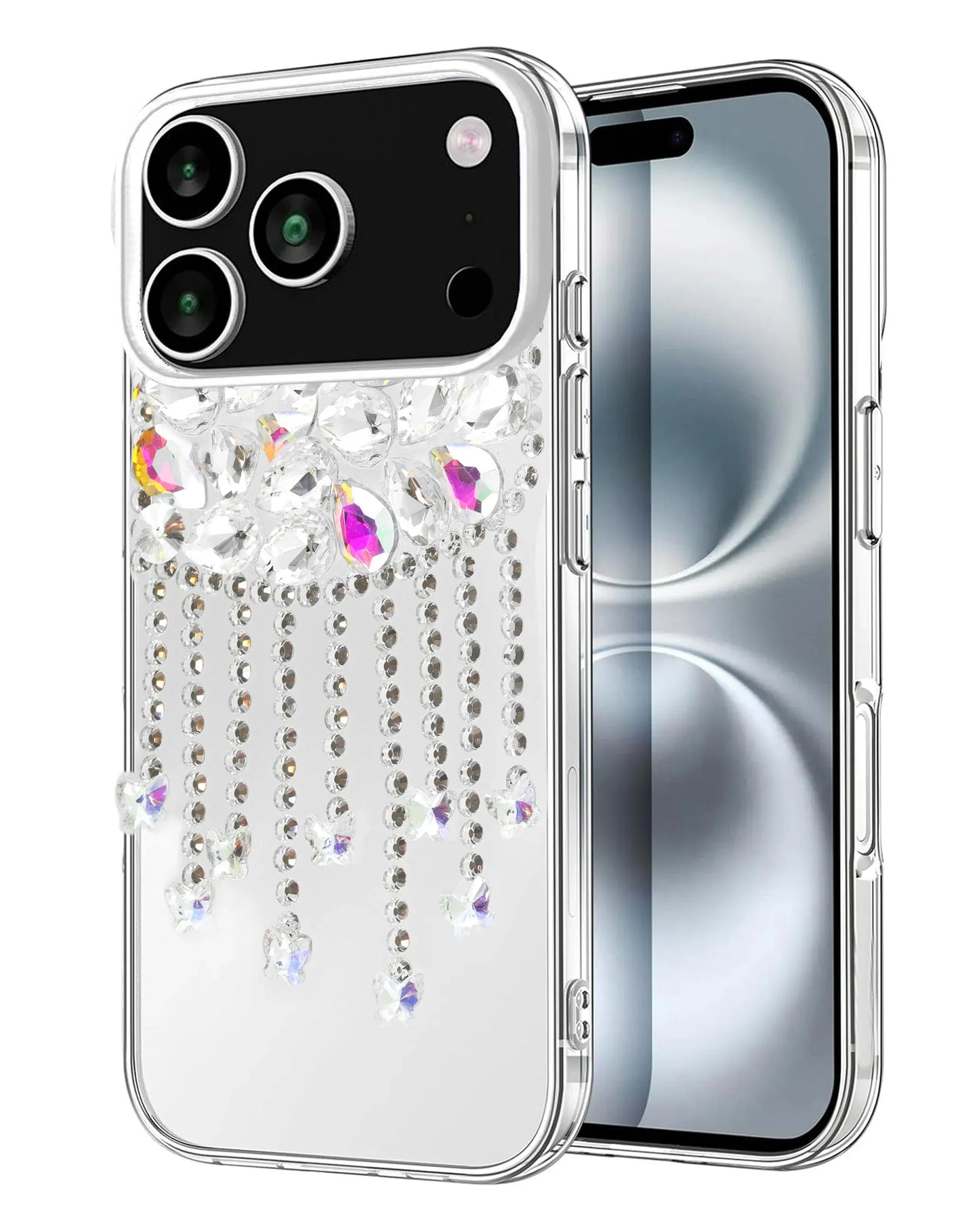 Luxury Diamond Pendant Tassel Crystal Case - SILVER for iPhone 17 Pro Max