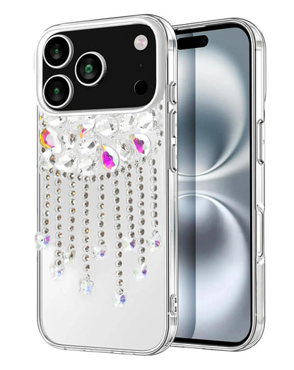 Luxury Diamond Pendant Tassel Crystal Case - SILVER for iPhone 17 Pro Max