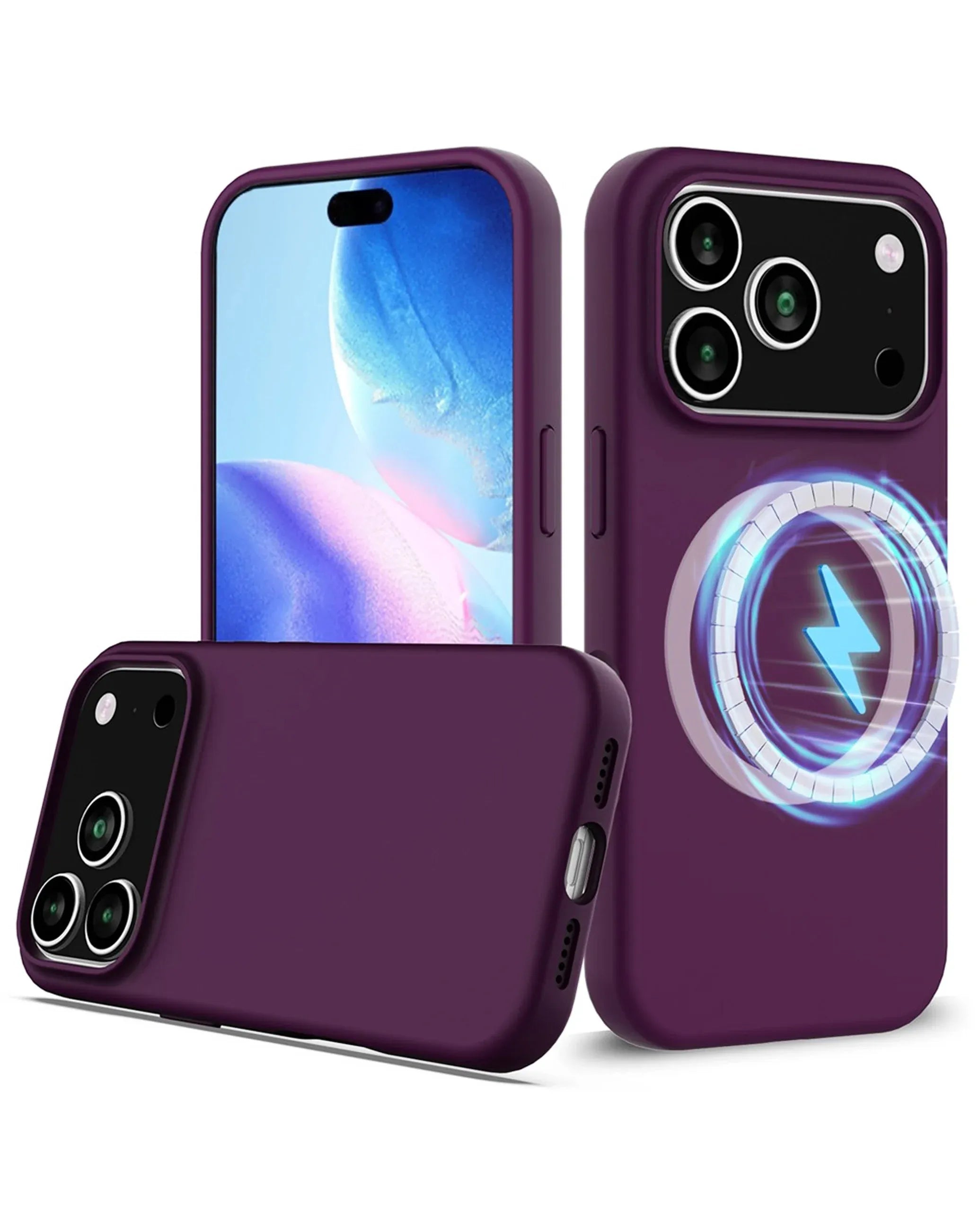 Étui souple en silicone rigide avec chargement sans fil - VIOLET pour iPhone 17 Pro Max