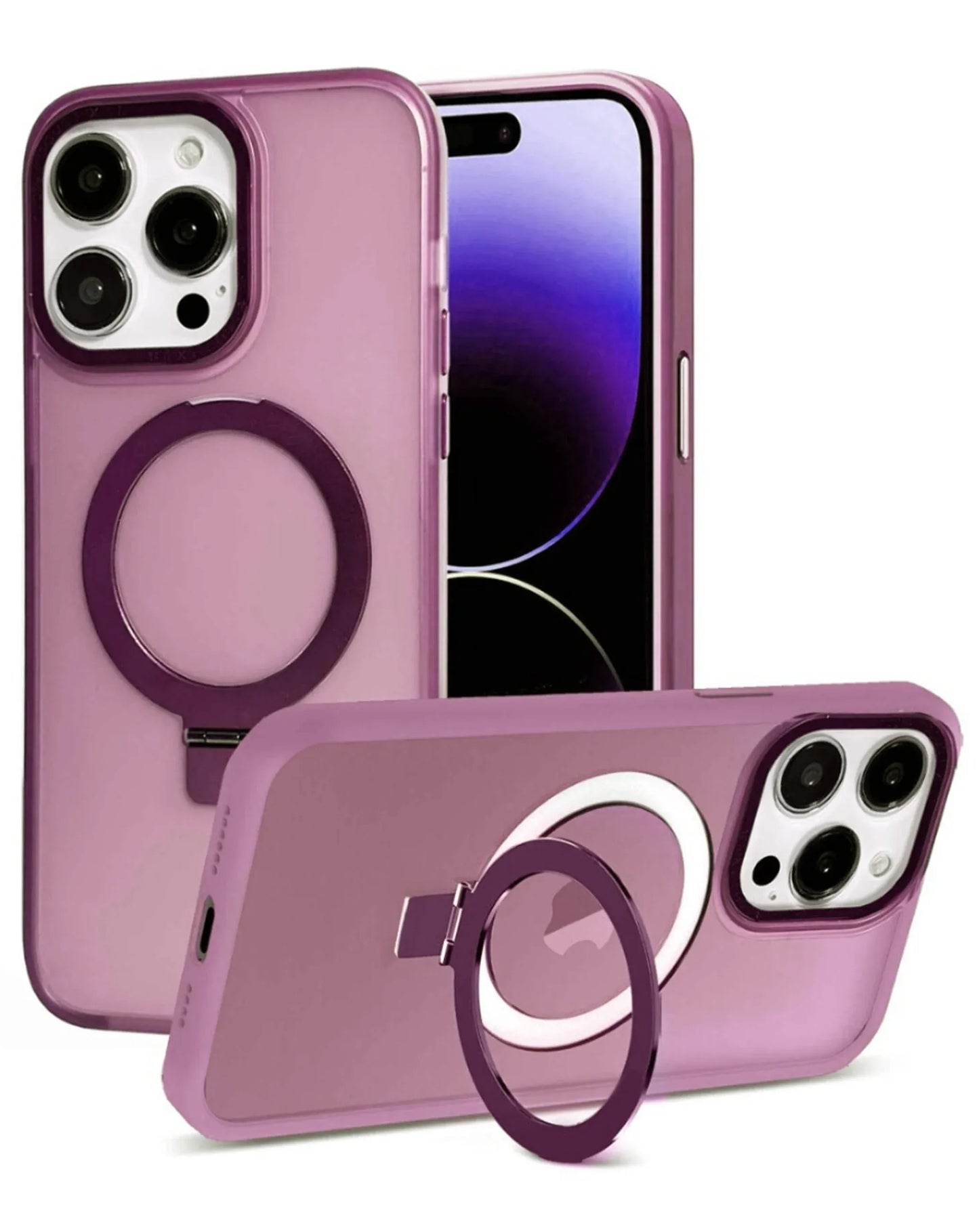 Carbon Wireless Charging Case with Ring Stand - PINK for iPhone 12 / 12 Pro