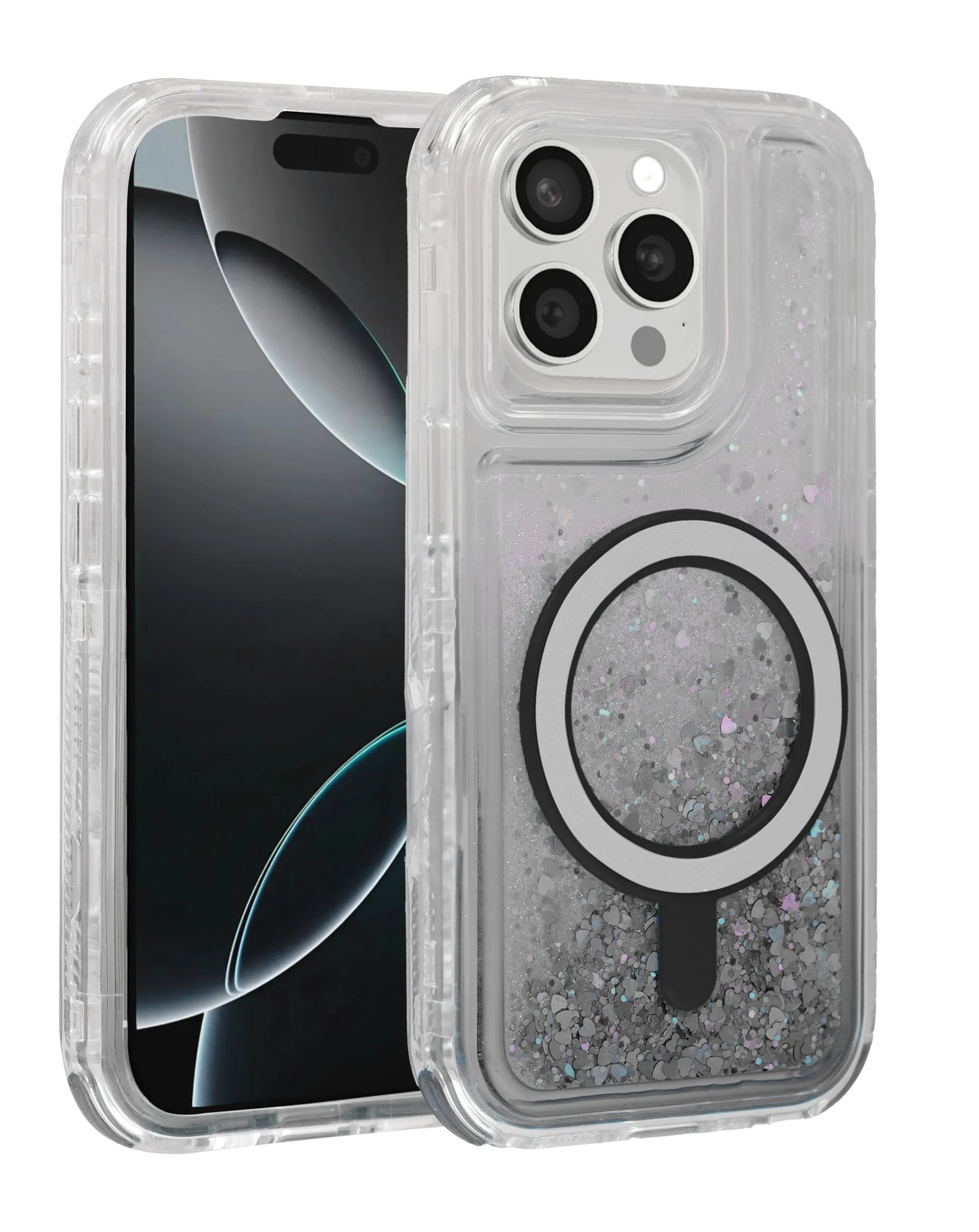Wireless Charging Protective Glitter Liquid Bumper Case for iPhone 12 / 12 Pro