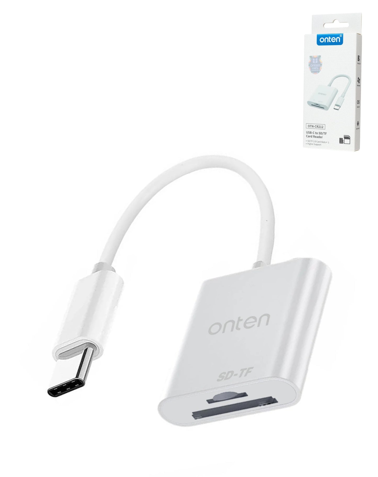 Onten USB 2.0 USB-L to SD / microSD / TF Card Reader