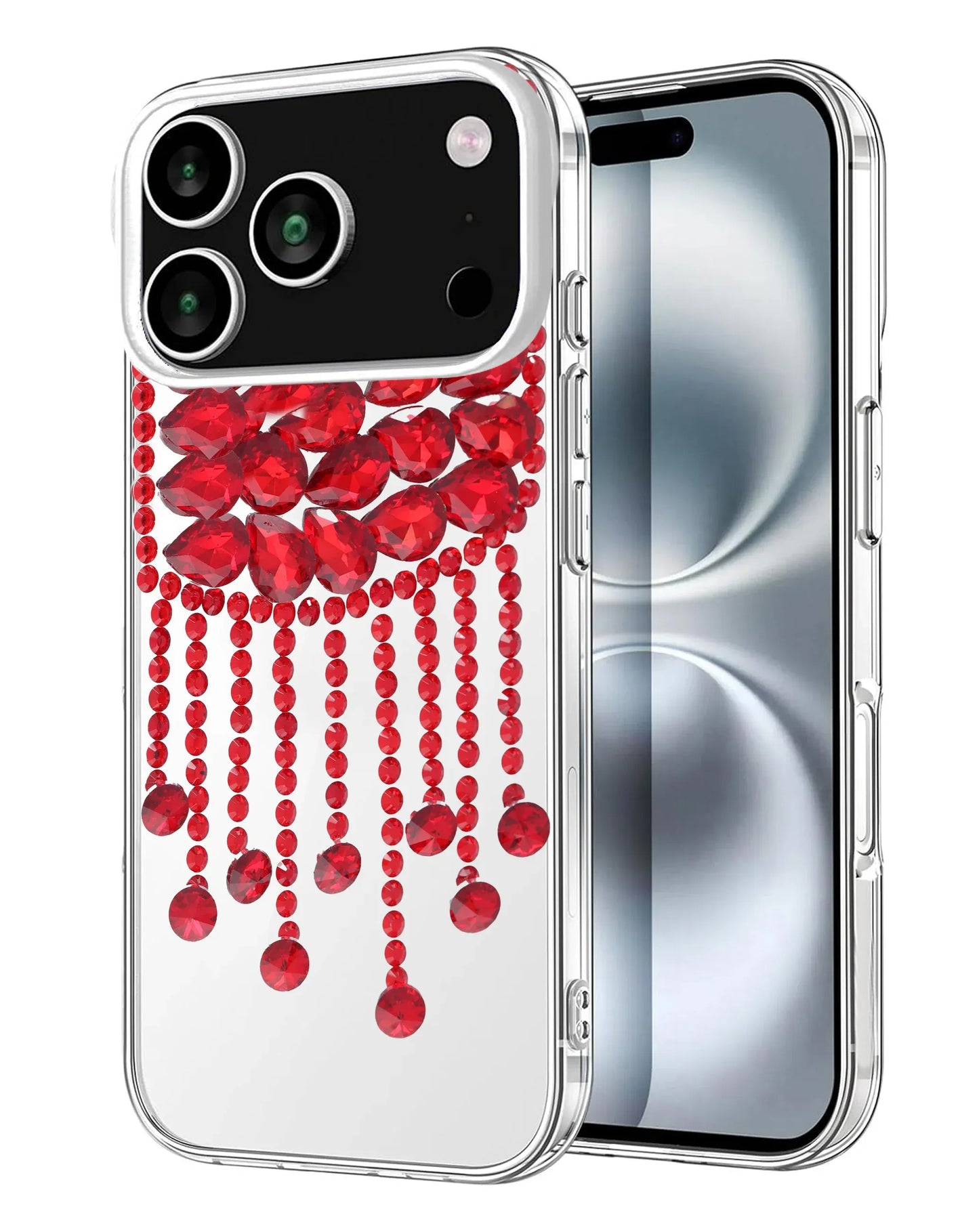 Luxury Diamond Pendant Tassel Crystal Case - SILVER for iPhone 17 Pro Max