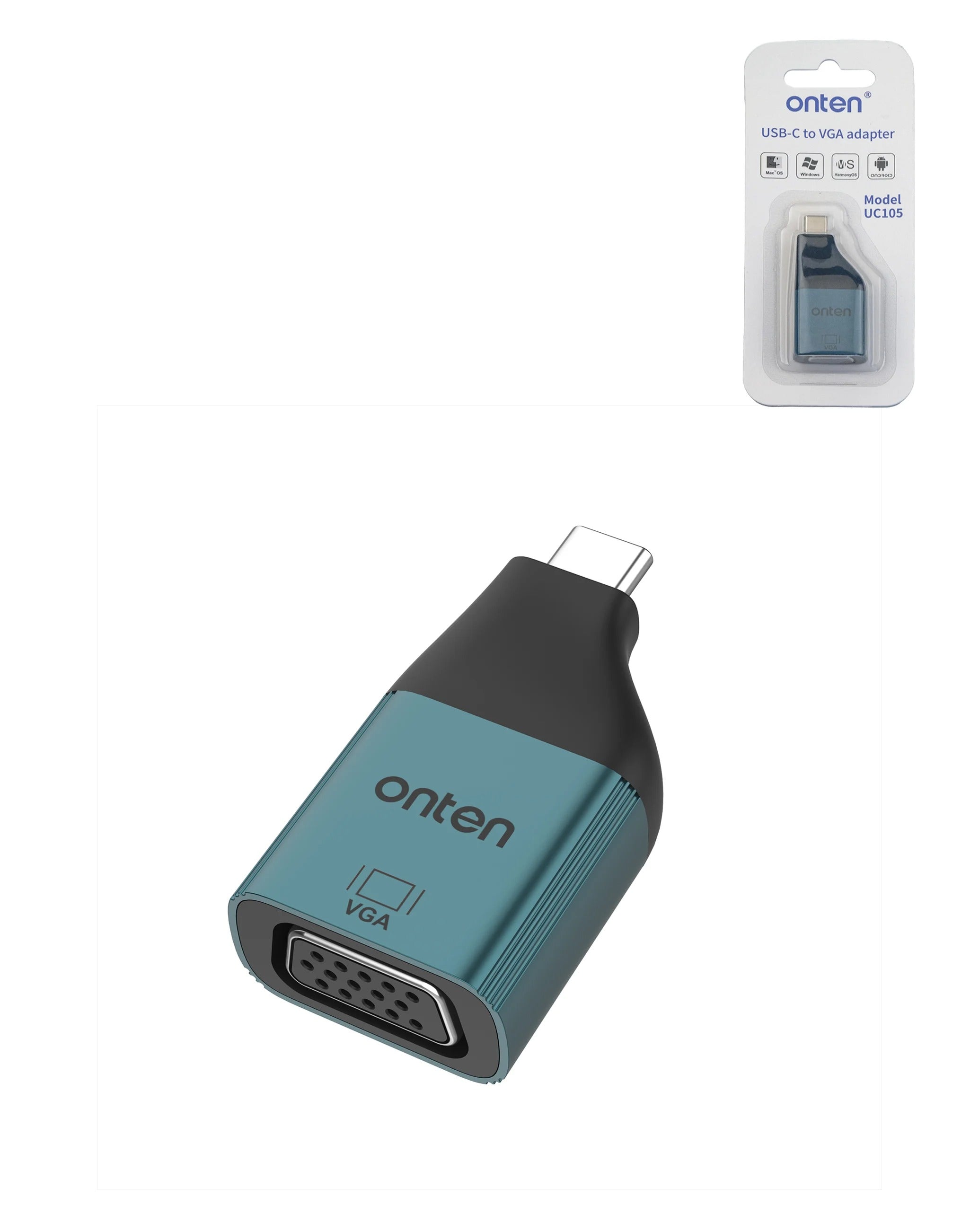 Adaptateur USB C vers VGA ou HDMI Onten (2K à 60 Hz)