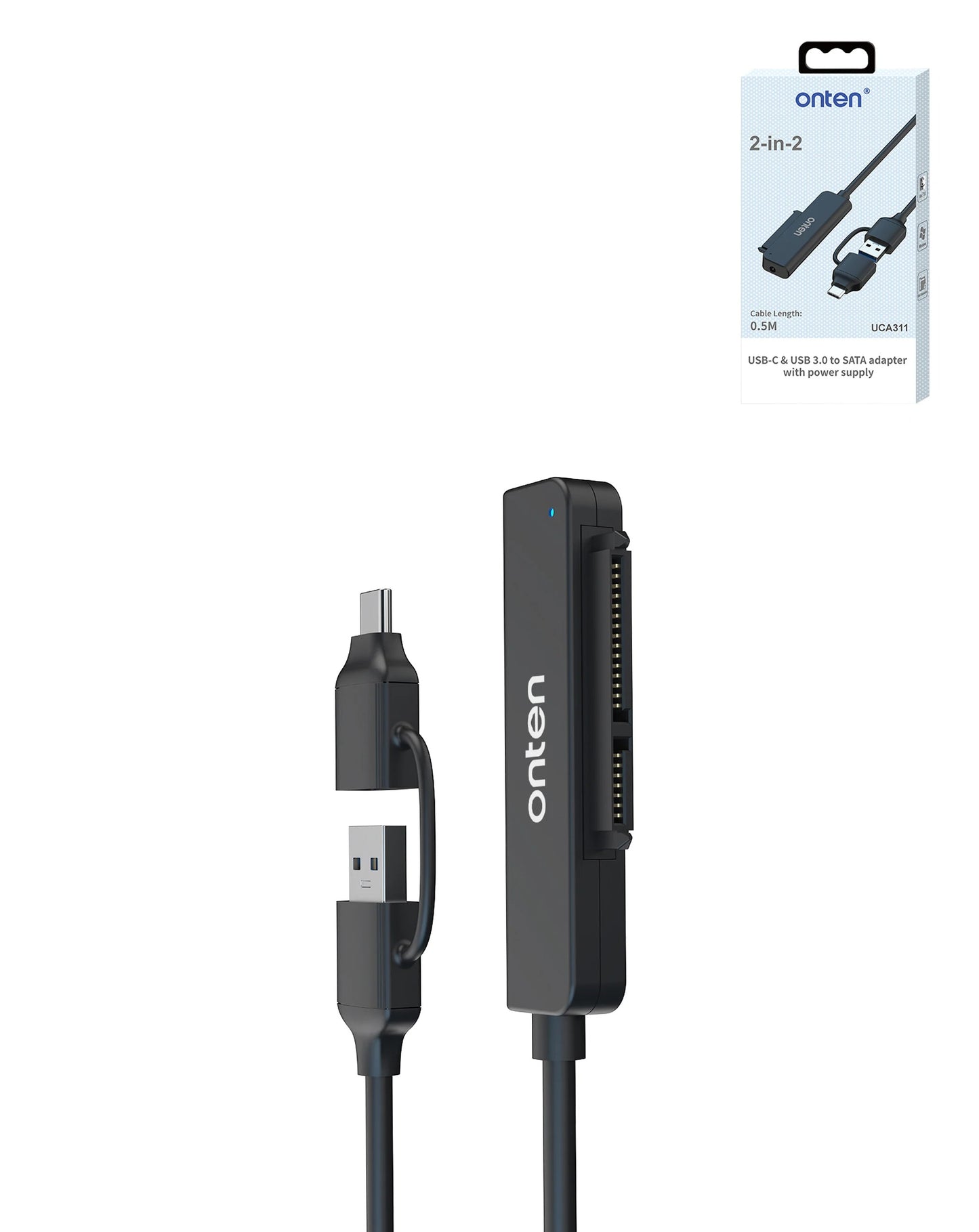 Câble Onten 2 en 2 USB C + A vers SATA (3-5 Gbit/s)
