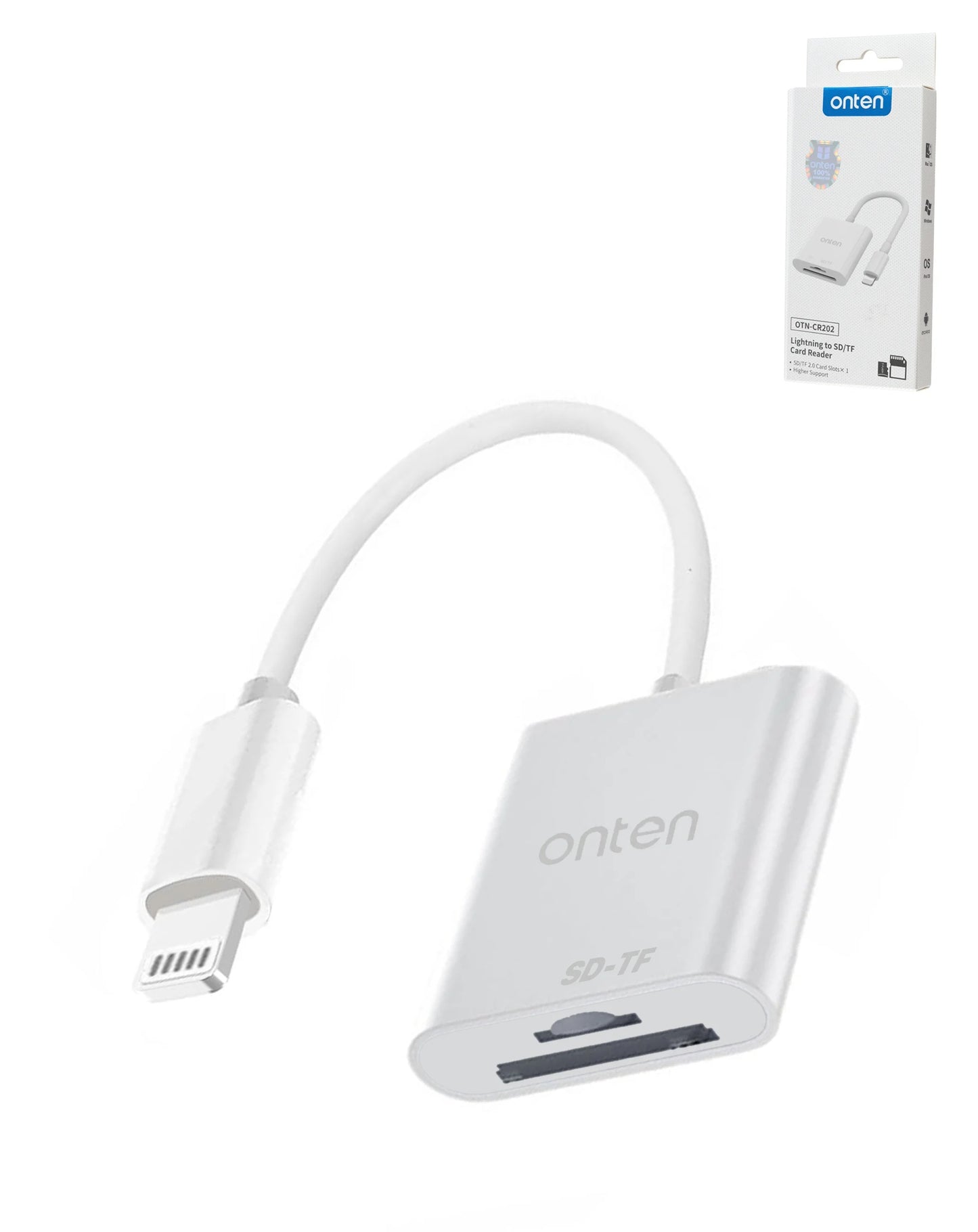Onten USB 2.0 USB-L to SD / microSD / TF Card Reader