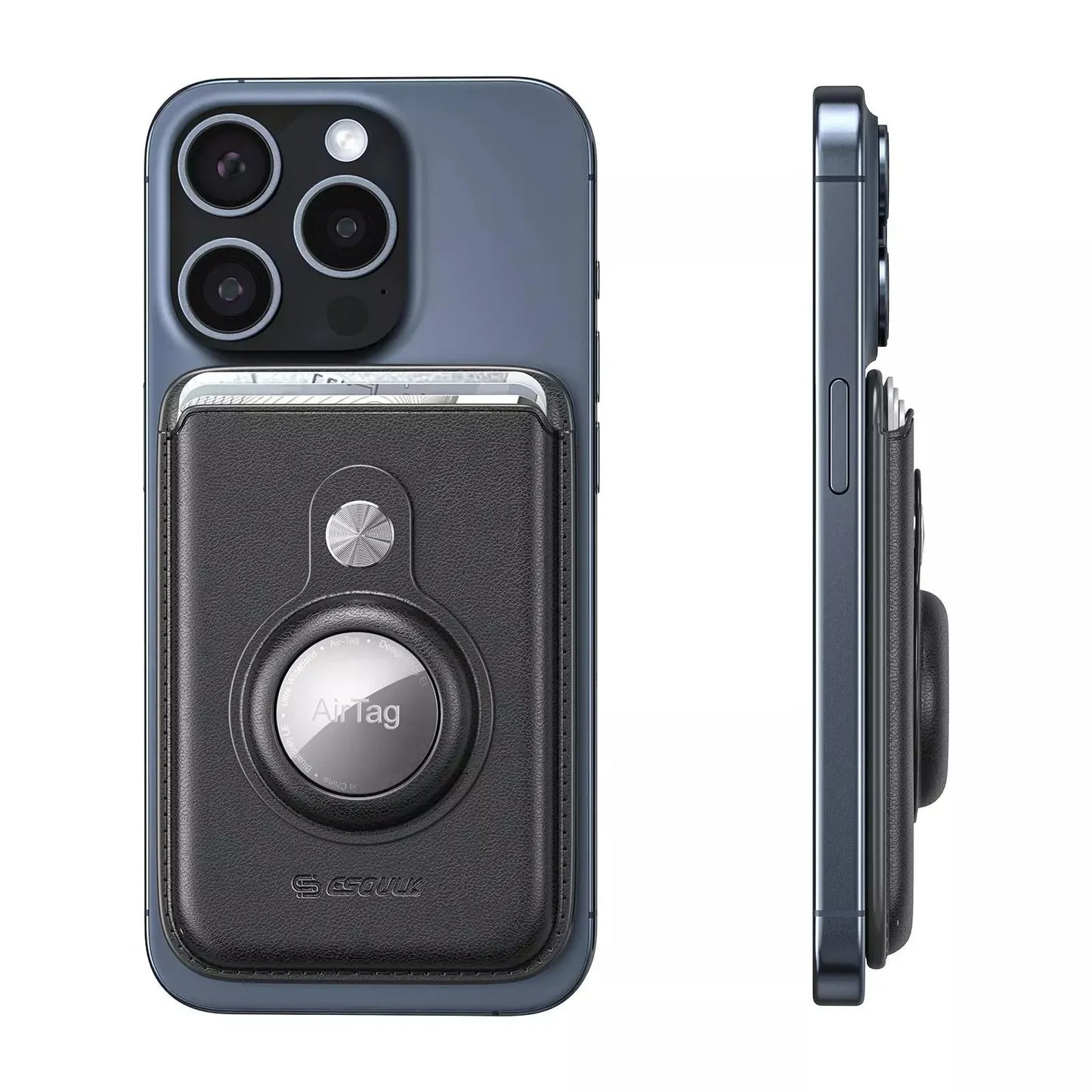 Esoulk Magnetic Wallet with Airtag Slot (BLACK)