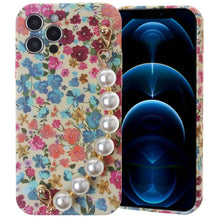Coque intégrale tendance avec bracelet de perles et motif floral - C3 pour iPhone 12